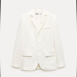 ZARA LINEN BLEND FITTED BLAZER ZW